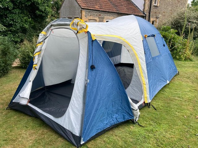 Preview of the first image of 8 Person Dome tent in blue/ grey.