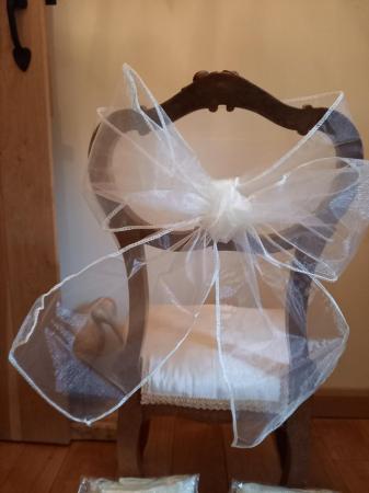 Image 2 of Ivory organza chair tie backs. Suitable for weddings birthda