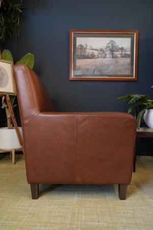 Image 5 of Mid Century Vintage Real Conker Brown Leather Armchair