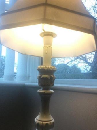 Image 2 of Vintage Cream Wooden Table Lamp