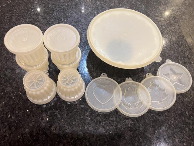 Preview of the first image of Tupperware Jelly Mould & individual lidded Moulds.
