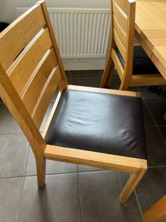 Image 1 of M&S Sonoma x4 Brown Leather Solid Oak Chairs