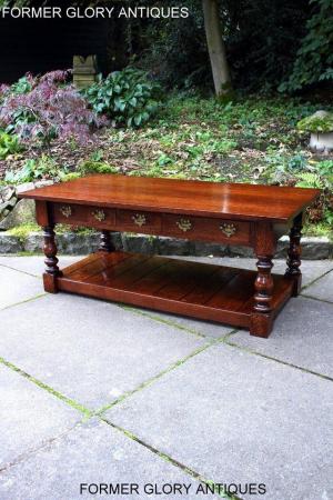 Image 75 of TAYLOR & Co STRESSED OAK THREE DRAWER POTBOARD COFFEE TABLE