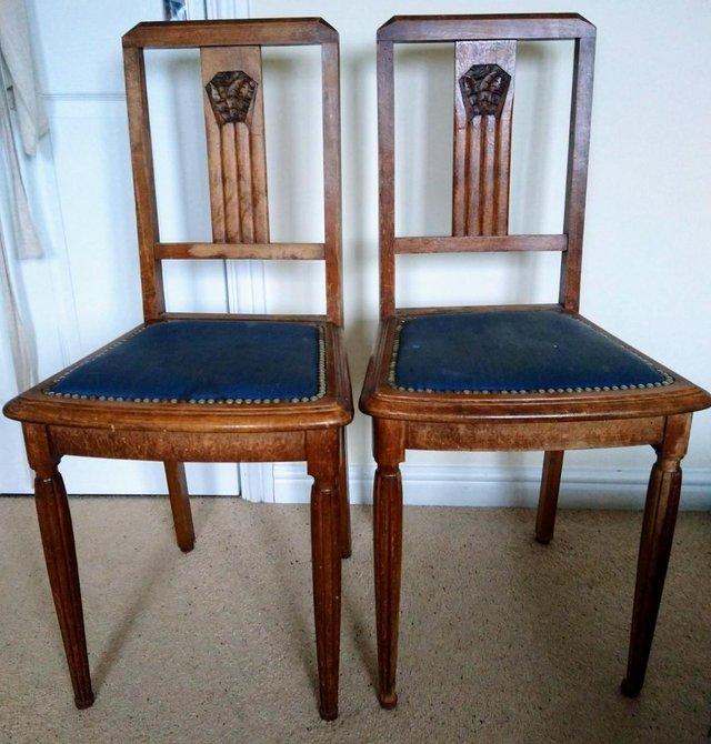 Preview of the first image of Pair of vintage French chairs solid wood.