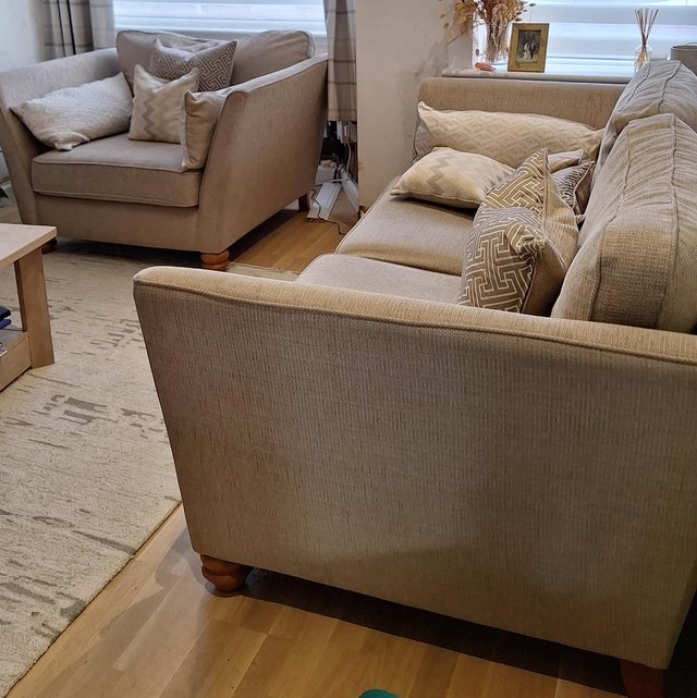 Preview of the first image of 3 seater sofa and love seat oak furniture land.
