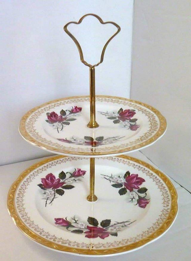 Preview of the first image of Gold Red Rose's Two Tier Cake Stand.