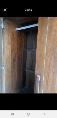 Image 3 of Large dark wooden Oak 2 door wardrobe