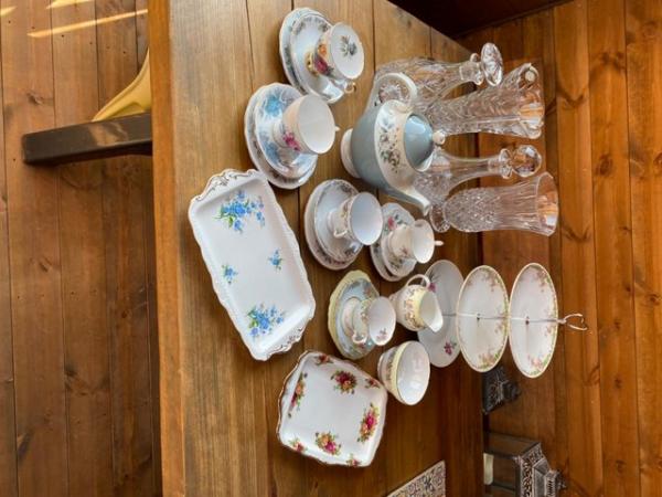 Image 2 of Old English China tea sets and cake stands.