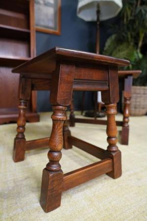 Image 9 of Vintage Old Charm Nested Tables Solid Oak Early 21st Century