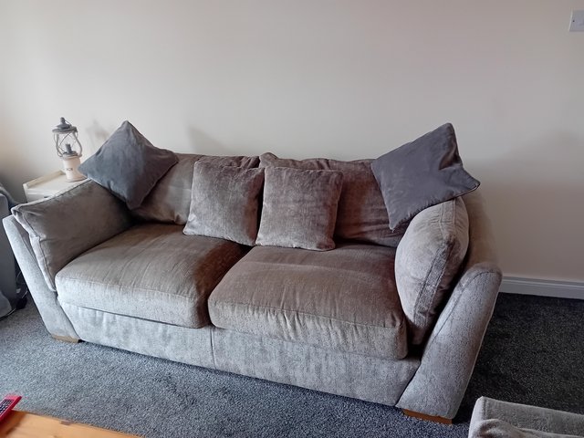 Preview of the first image of Grey fabric sofas and chair.