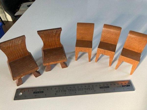 Image 3 of 5 Miniature Wooden Chairs - Vintage