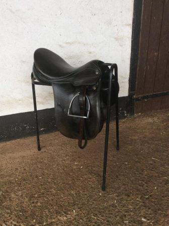 Image 3 of Felsbach black leather saddle with stirrups