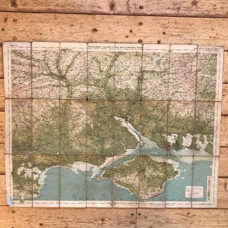 Image 2 of 1910s-20s? Bartholomew's map disected/cloth New Forest & IOW