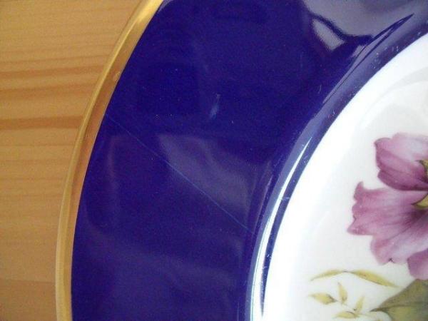 Image 3 of Coalport colbalt blue/gold rim, floral/pansies/flowers plate