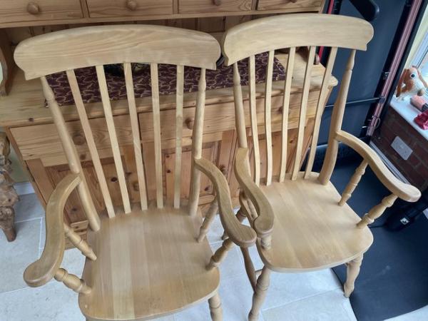 Image 2 of Pair Farmhouse pine chairs