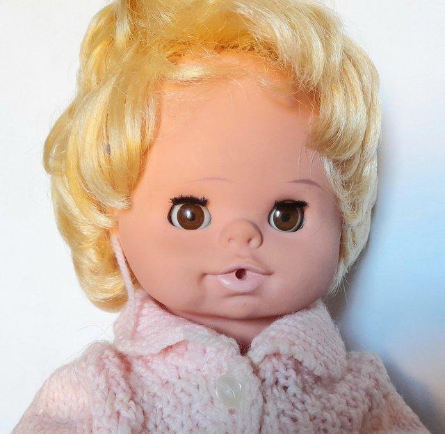 Preview of the first image of 1980's SOFT PLASTIC DOLL - PINK OUTFIT  - 39 cm tall.