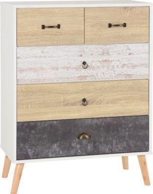Preview of the first image of Nordic 3&2 drawer chest in white/distressed.
