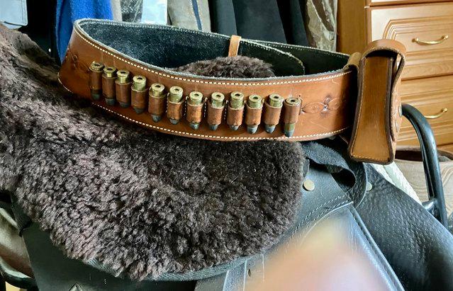 Image 2 of Genuine Western Holster Belt Tooled Leather