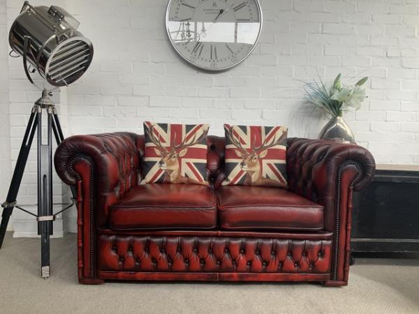 Image 1 of Classic 2 seater oxblood Chesterfield sofa. Can deliver.,