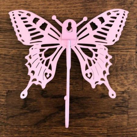 Image 3 of Pale pink metal butterfly door/wall coat/clothes hook.