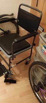 Image 1 of Drop Arm Height Adjustable Wheeled Commode New