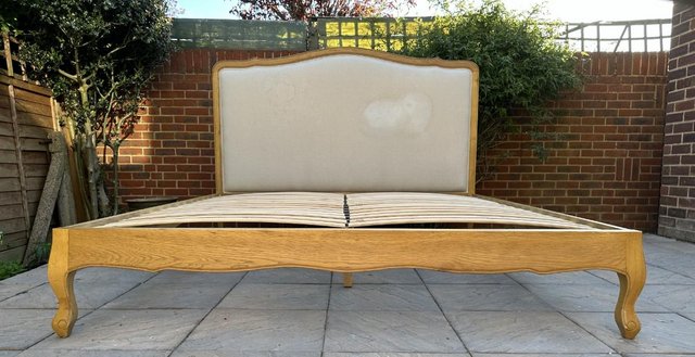 Image 1 of French Style Upholstered & Solid Oak Super King Bed Frame