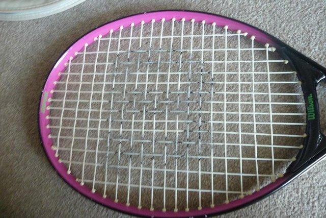 Preview of the first image of Junior tennis racquet, Wilson Rak Attak 21 High Beam.