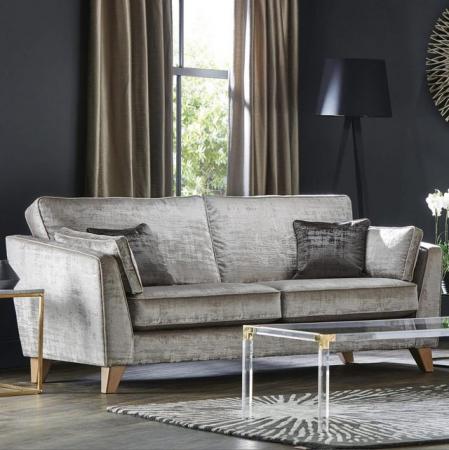 Image 3 of 3 Seater Taupe Velvet Sofa