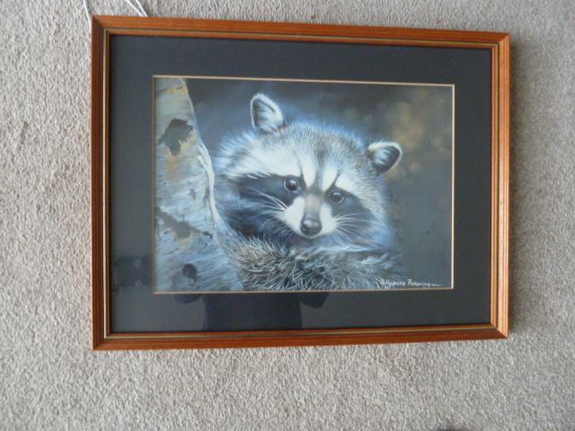 Preview of the first image of Polyanna Pickering print, framed (Raccoon).