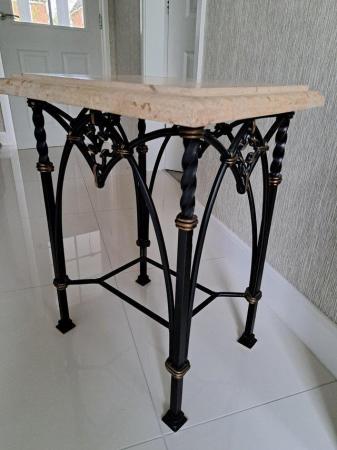 Image 2 of MARBLE AND WROUGHT IRON SIDE TABLE **reduced**