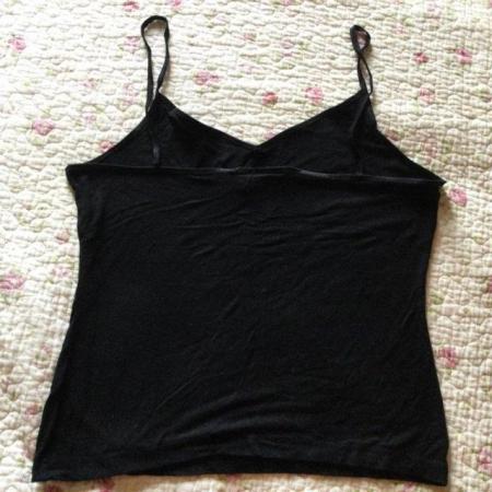 Image 3 of Sz14 TODAY’S WOMAN Stretchy Black Cami With White Decoration
