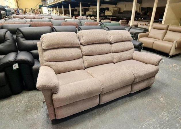 Image 4 of La-z-boy Tulsa grey fabric manual recliner 3 seater sofa