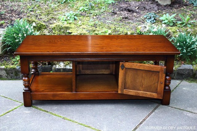 Image 86 of OLD CHARM LIGHT OAK LONG WINE COFFEE TABLE CABINET TV STAND