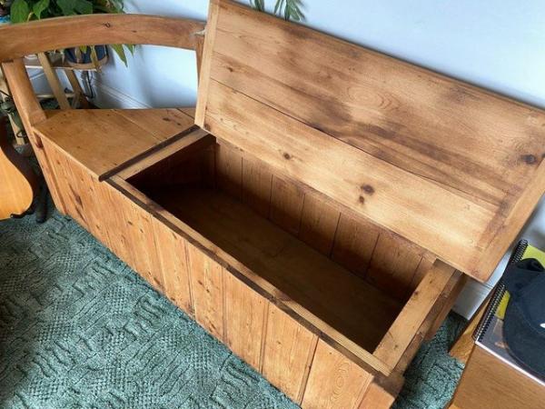 Image 1 of Solid Pine Bench with Storage
