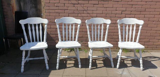 Preview of the first image of Country style farmhouse dining chairs x 6.