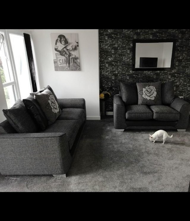 Preview of the first image of 3&2 Seater grey sofa set.
