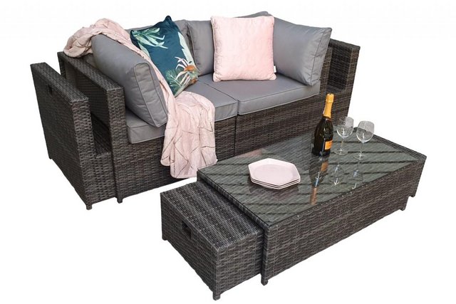 Image 2 of Chelsea Rattan Modular Sofa with Arm Storage in Grey
