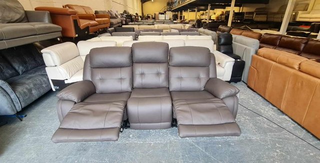 Image 10 of La-z-boy El Paso brown leather electric 3 seater sofa
