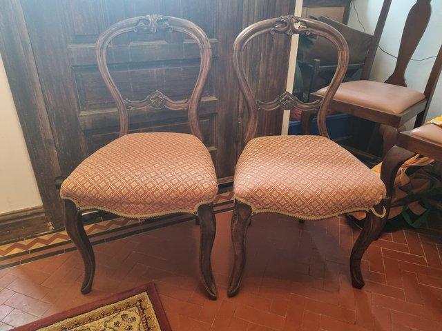Preview of the first image of Pair of Walnut Dining Chairs in good condition.
