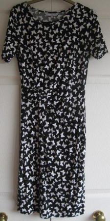 Image 1 of Black and White Butterfly patterned Dress, size 12