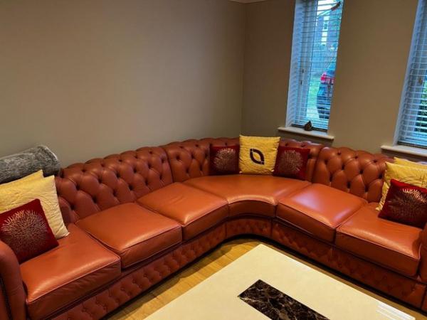 Image 2 of REDUCED - Chesterfield leather corner 6 seater settee
