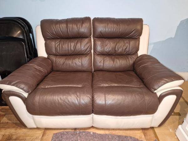 Image 2 of Recliner reclining leather two seater sofa