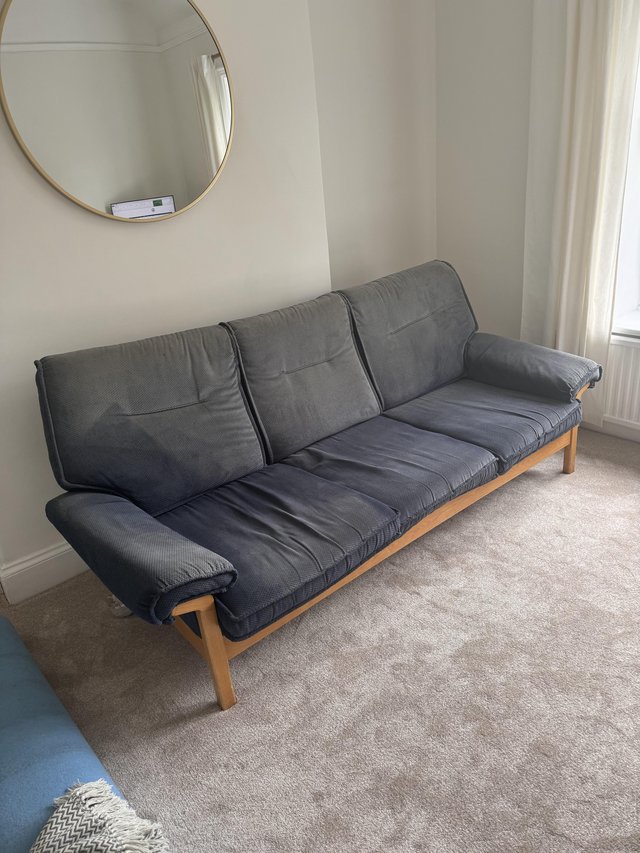 Preview of the first image of 3 seater sofa and 2 matching armchairs.