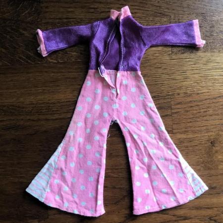 Image 2 of 1974 Sindy doll jumpsuit 'Fun Flares' part outfit S605. TLC
