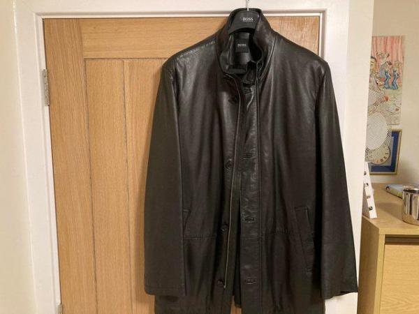Image 1 of Mens 3/4 length,premium leather,dark brown,coat