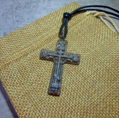 Image 7 of Antique Ancient Russian Cross 'Old Believers' Pendant Neckla