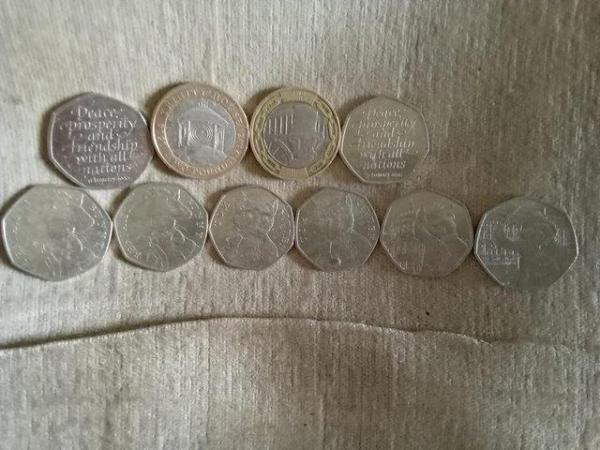 Image 1 of Collectible 50p,s,and two pound ?? coins,