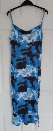 Image 1 of Pretty Ladies Turquoise/Black Fitted Dress - Size M