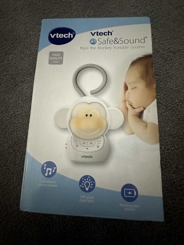Preview of the first image of VTech Myla the monkey Safe and Sound Portable Soother baby.