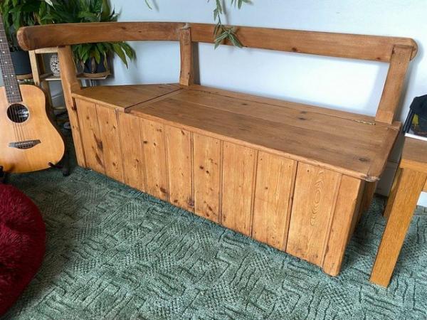 Image 3 of Solid Pine Bench with Storage